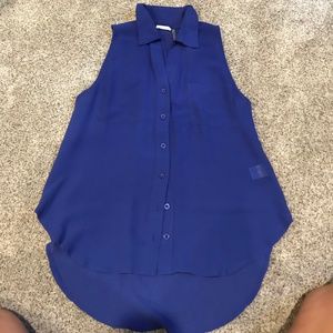 Blue Collared Button up Tank Top